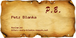 Petz Blanka névjegykártya